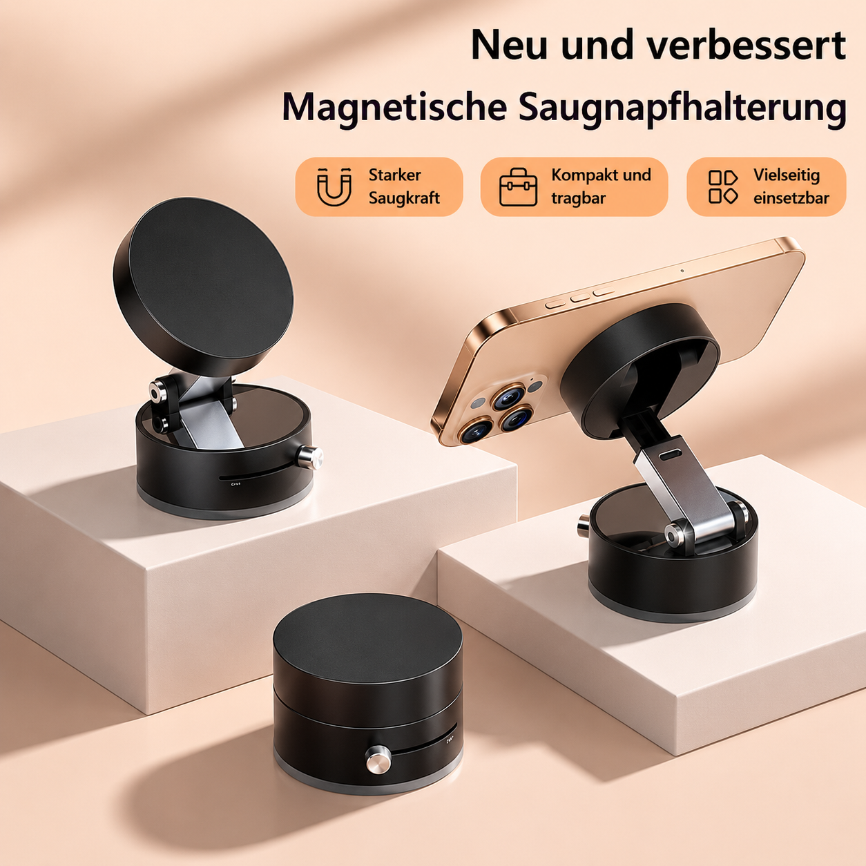 Faltbarer Magnetischer Vakuum-Handyhalter fürs Auto
