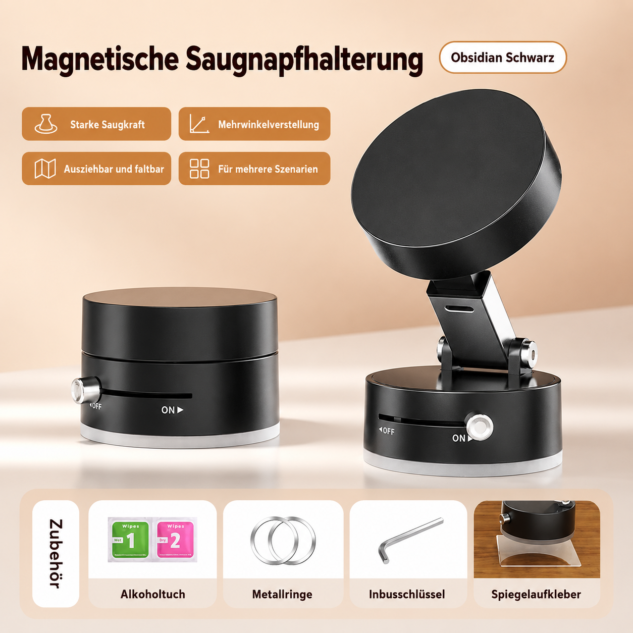 Faltbarer Magnetischer Vakuum-Handyhalter fürs Auto